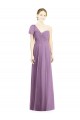 Großhandel Staubiger Lavendel A-Linien Eine-Schulter Chiffon Lange Brautjungfernkleider
