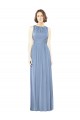 Großhandel Staubiges Blau A-Linien Chiffon Lange Brautjungfernkleider