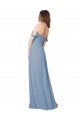 Großhandel Staubiges Blau A-Linien Chiffon Lange Brautjungfernkleider