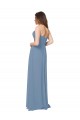 Großhandel Staubiges Blau A-Linien Chiffon Lange Brautjungfernkleider