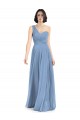 Großhandel Staubiges Blau A-Linien Eine-Schulter Chiffon Lange Brautjungfernkleider