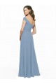 Großhandel Staubiges Blau A-Linien Off-Schulter Chiffon Lange Brautjungfernkleider