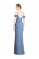 Großhandel Staubiges Blau A-Linien Off-Schulter Chiffon Lange Formale Brautjungfernkleider / Abendkleider