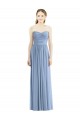 Großhandel Staubiges Blau A-Linien Trägerlos Chiffon Lange Brautjungfernkleider