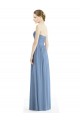 Großhandel Staubiges Blau A-Linien Trägerlos Chiffon Lange Brautjungfernkleider