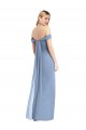 Großhandel Staubiges Blau Meerjungfrau Off-Schulter Chiffon Lange Brautjungfernkleider