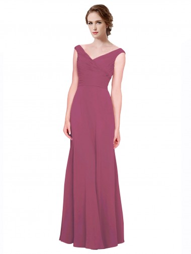 Großhandel Taupe A-Linien V-Ausschnitt Chiffon Lange Brautjungfernkleider