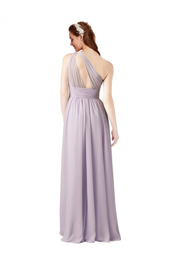 Großhandel Traube A-Linien Eine-Schulter Chiffon Lange Brautjungfernkleider