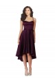 Großhandel Traube A-Linien Scoop Neck Satin Kurze Brautjungfernkleider / Abiballkleider