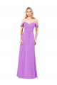 Großhandel Violett A-Linien Off-Schulter Chiffon Lange Brautjungfernkleider