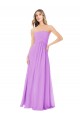 Großhandel Violett A-Linien Trägerlos Chiffon Lange Brautjungfernkleider