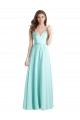 Großhandel Waterfall A-Linien V-Ausschnitt Chiffon Satin Lange Brautjungfernkleider