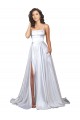 Großhandel Weiß A-Linien Spaghetti-Träger Stretch-Satin Einfache Strand Brautkleider