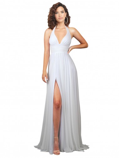 Großhandel Weiß A-Linien V-Ausschnitt Sweep Zug Chiffon Einfache Strand Brautkleider