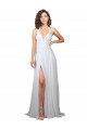 Großhandel Weiß A-Linien V-Ausschnitt Sweep Zug Chiffon Einfache Strand Brautkleider