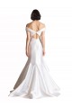 Großhandel Weiß Meerjungfrau Off-Schulter Kapelle-schleppe Satin Strand Brautkleider