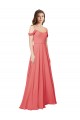 Großhandel Wüstenrose A-Linien Off-Schulter Chiffon Lange Brautjungfernkleider